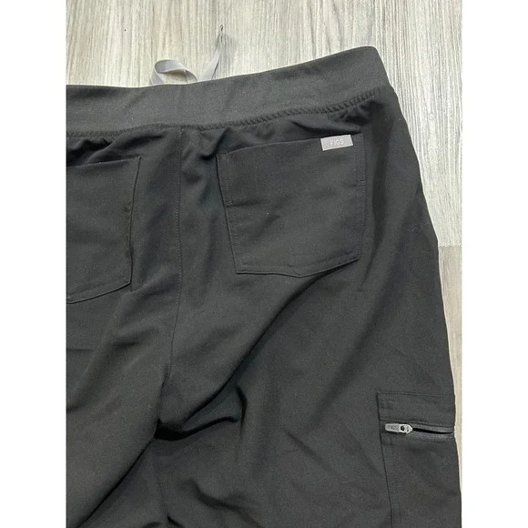 FIGS Zamora Jogger Scrub Pants Black Womens Drawstring Pockets 28 Inseam - Picture 6 of 7